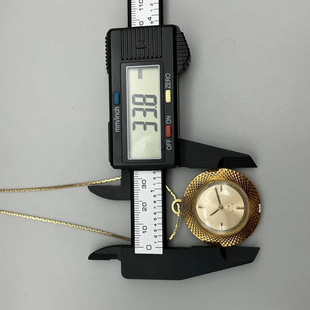 Vintage Elgin Pendant Pocket Watch Necklace Women 34mm Gold Tone New Battery